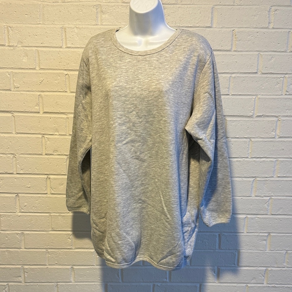 Woman Within Gray Long Sleeve Fleece Crew Neck Sweatshirt size 14/16W